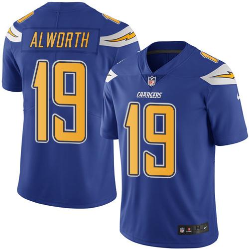 Nike Chargers #19 Lance Alworth Electric Blue Men's Stitched NFL Limited Rush Jersey - Click Image to Close